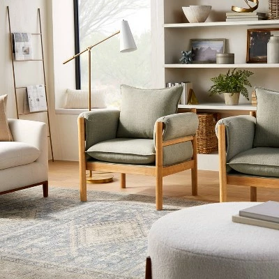 Cheapest 🔥 Threshold Designed W/Studio McGee Arbon Wood Dowel Accent Chair with Cushion Arms - Threshold™ designed with Studio McGee Natural Linen 🌟 3 Cheapest 🔥 Threshold Designed W/Studio McGee Arbon Wood Dowel Accent Chair with Cushion Arms - Threshold™ designed with Studio McGee Natural Linen 🌟