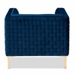 Discount ๐ฏ Seraphin Velvet Upholstered Chair Blue/Gold - Baxton Studio ๐