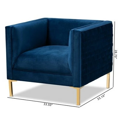 Discount π― Seraphin Velvet Upholstered Chair Blue/Gold - Baxton Studio π 6 Discount π― Seraphin Velvet Upholstered Chair Blue/Gold - Baxton Studio π - Image 4