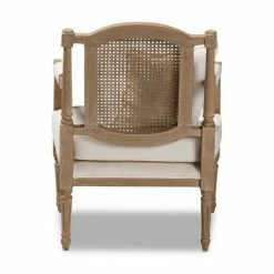 Best Sale โจ Clemence Upholstered Whitewashed Wood Accent Chair Ivory/Oak - Baxton Studio โจ