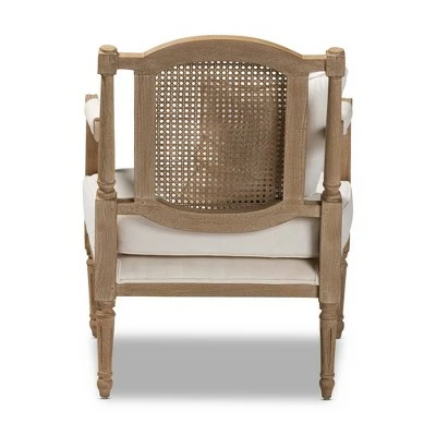 Best Sale ✨ Clemence Upholstered Whitewashed Wood Accent Chair Ivory/Oak - Baxton Studio ✨ 3 Best Sale ✨ Clemence Upholstered Whitewashed Wood Accent Chair Ivory/Oak - Baxton Studio ✨