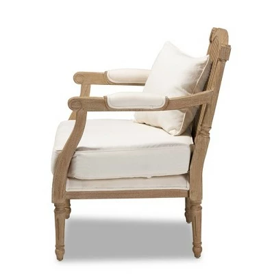 Best Sale ✨ Clemence Upholstered Whitewashed Wood Accent Chair Ivory/Oak - Baxton Studio ✨ 10 Best Sale ✨ Clemence Upholstered Whitewashed Wood Accent Chair Ivory/Oak - Baxton Studio ✨ - Image 8