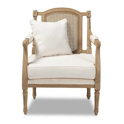 Best Sale ✨ Clemence Upholstered Whitewashed Wood Accent Chair Ivory/Oak - Baxton Studio ✨ 11 Best Sale ✨ Clemence Upholstered Whitewashed Wood Accent Chair Ivory/Oak - Baxton Studio ✨ - Image 9