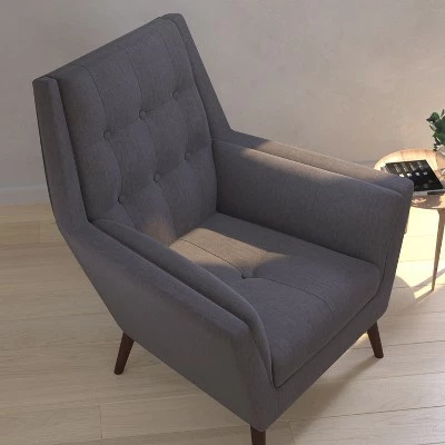 Flash Sale ✔️ Merrick Lane High-Back Arm Chair Contemporary Gray Button Tufted Fabric Upholstered Accent Side Chair ⌛ 4 Flash Sale ✔️ Merrick Lane High-Back Arm Chair Contemporary Gray Button Tufted Fabric Upholstered Accent Side Chair ⌛ - Image 2