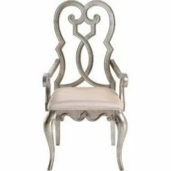 Deals 🛒 Set of 2 Arm Chairs with Open Scrolled Design Back Champagne Gold - Benzara 🎁