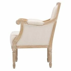 Outlet 🥰 Chavanon Wood & Linen Traditional French Accent Chair Light Beige - Baxton Studio ❤️ -Living Room Chairs Sales unnamed file 2481