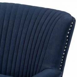 Best reviews of 😉 Wilhelm Velvet Wood Armchair Blue/Dark Brown - Baxton Studio ⭐ -Living Room Chairs Sales unnamed file 2509