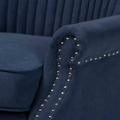 Best reviews of 😉 Wilhelm Velvet Wood Armchair Blue/Dark Brown - Baxton Studio ⭐ -Living Room Chairs Sales unnamed file 2510