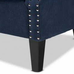 Best reviews of 😉 Wilhelm Velvet Wood Armchair Blue/Dark Brown - Baxton Studio ⭐ -Living Room Chairs Sales unnamed file 2511