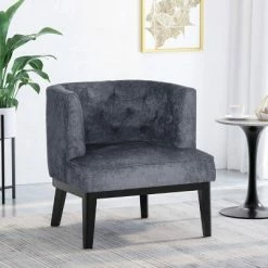 Coupon 💯 Clough Contemporary Fabric Tufted Accent Chair - Christopher Knight Home Navy Blue/dark Brown 🥰