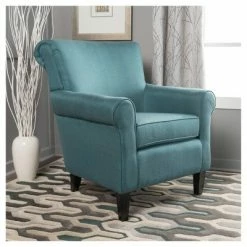 Hot Sale 🛒 Roseville Upholstered Club Chair - Christopher Knight Home Dark Teal 👏 -Living Room Chairs Sales unnamed file 2581