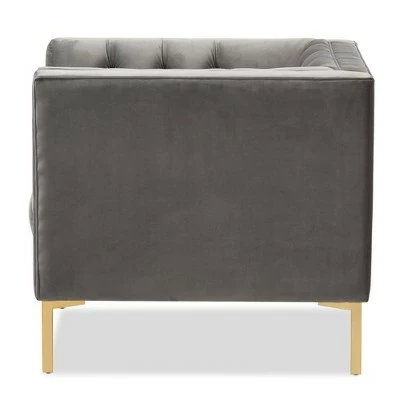 Coupon π€© Zanetta Luxe And Glamour Velvet Upholstered Gold Finished Lounge Chair - Baxton Studio Gray β€οΈ 4 Coupon π€© Zanetta Luxe And Glamour Velvet Upholstered Gold Finished Lounge Chair - Baxton Studio Gray β€οΈ - Image 2