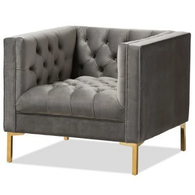 Coupon π€© Zanetta Luxe And Glamour Velvet Upholstered Gold Finished Lounge Chair - Baxton Studio Gray β€οΈ 11 Coupon π€© Zanetta Luxe And Glamour Velvet Upholstered Gold Finished Lounge Chair - Baxton Studio Gray β€οΈ - Image 9