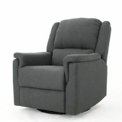 New 👏 Jennette Tufted Swivel Gliding Recliner - Christopher Knight Home Charcoal Fabric 🔔 -Living Room Chairs Sales unnamed file 2627