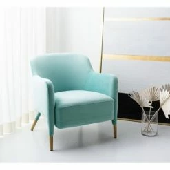 Discount ⭐ Topaz Velvet Armchair - Safavieh Aqua 🌟