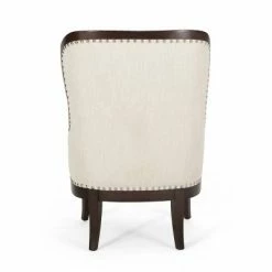 Cheap 😀 Mantua Contemporary Fabric Upholstered Accent Chair with Nailhead Trim - Christopher Knight Home Beige/dark Brown 👏 -Living Room Chairs Sales unnamed file 2644