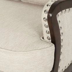 Cheap 😀 Mantua Contemporary Fabric Upholstered Accent Chair with Nailhead Trim - Christopher Knight Home Beige/dark Brown 👏 -Living Room Chairs Sales unnamed file 2646