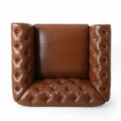 Budget 🎁 Castalia Chesterfield Tufted Club Chair with Nailhead Trim Midnight - Christopher Knight Home Cognac Brown/natural 🔔 -Living Room Chairs Sales unnamed file 2653
