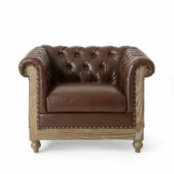 Budget 🎁 Castalia Chesterfield Tufted Club Chair with Nailhead Trim Midnight - Christopher Knight Home Cognac Brown/natural 🔔 -Living Room Chairs Sales unnamed file 2659