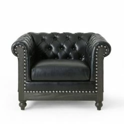 Budget 🎁 Castalia Chesterfield Tufted Club Chair with Nailhead Trim Midnight - Christopher Knight Home Cognac Brown/natural 🔔 -Living Room Chairs Sales unnamed file 2660