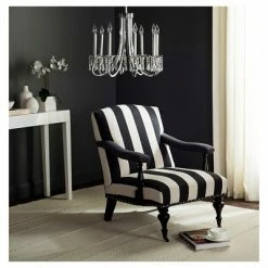 Deals 😀 Upholstered Chair Black White - Safavieh 🛒
