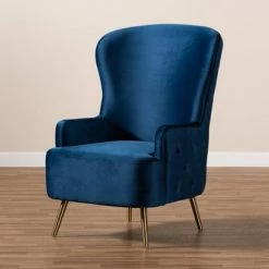 Top 10 🛒 Melissa Velvet Fabric Upholstered Living Room Accent Chair Royal Blue/Gold - Baxton Studio ⭐ -Living Room Chairs Sales unnamed file 2695