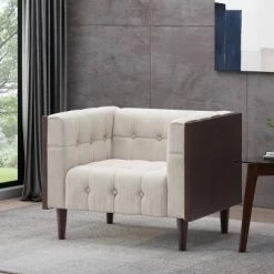Promo 🎁 Mclarnan Contemporary Tufted Club Chair - Christopher Knight Home Beige/brown ⭐