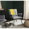Promo 🥰 17" Johannes Mid Century Modern Leather Armchair Gray/Black - Safavieh 🔔 -Living Room Chairs Sales unnamed file 2716