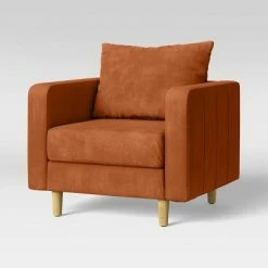 Promo 🎉 Jacobs Large Scale Mid-Century Modern Armchair - Project 62™ Rust Velvet ❤️ -Living Room Chairs Sales unnamed file 2741