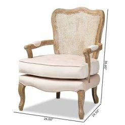 Coupon 🌟 Vallea Traditional Velvet Wood Armchair - Baxton Studio Pink 🔔