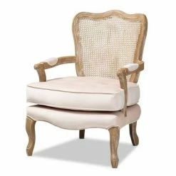 Coupon 🌟 Vallea Traditional Velvet Wood Armchair - Baxton Studio Pink 🔔 -Living Room Chairs Sales unnamed file 2781
