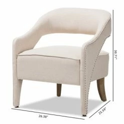 Wholesale 💯 Floriane Modern and Contemporary Fabric Upholstered Lounge Chair Beige - Baxton Studio 😉 -Living Room Chairs Sales unnamed file 2817