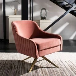 Top 10 🥰 Leyla Channeled Velvet Accent Chair Dusty Rose - Safavieh 🛒