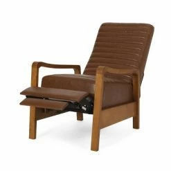 Top 10 ⭐ Munro Contemporary Channel Stitch Pushback Recliner Cognac Brown/Teak - Christopher Knight Home ✔️