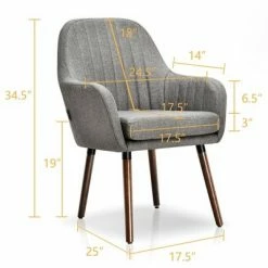 Brand new π― Costway Set of 2 Accent Chairs Fabric Upholstered Armchairs w/Wooden Legs Beige/Gray β¨