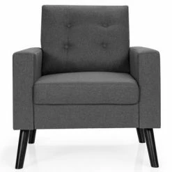 Buy 🎉 Costway Modern Tufted Accent Chair Fabric Armchair Single Sofa w/ Rubber Wood Legs Blue BeigeGrey 🛒 -Living Room Chairs Sales unnamed file 2914