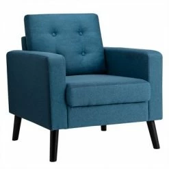 Buy 🎉 Costway Modern Tufted Accent Chair Fabric Armchair Single Sofa w/ Rubber Wood Legs Blue BeigeGrey 🛒 -Living Room Chairs Sales unnamed file 2915