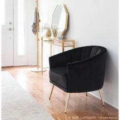 Hot Sale 🔥 Tania Contemporary Upholstered Accent Chair - LumiSource Gold/black 🔔 -Living Room Chairs Sales unnamed file 3002