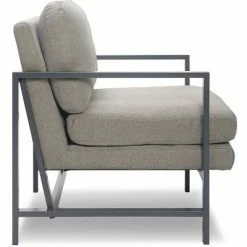 New 👍 Russell Bronze Metal Frame Accent Chair - Finch Gray ⭐ -Living Room Chairs Sales unnamed file 3031