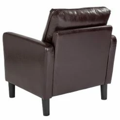 Cheapest 👏 Emma and Oliver Living Room Arm Chair Single Seat Couch in Brown LeatherSoft 🔔
