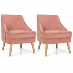 Top 10 💯 Costway Set of 2 Accent Chairs Velvet Single Sofa Chair w/Rubber Wood Legs PinkGreenGrey 🔥 -Living Room Chairs Sales unnamed file 3184