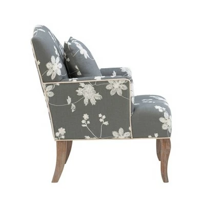 Best reviews of π Floral Upholstered Armchair - Gray - Linon β 4 Best reviews of π Floral Upholstered Armchair - Gray - Linon β - Image 2