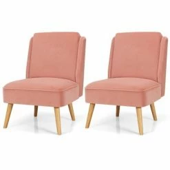 Outlet 💯 Costway 2PCS Velvet Accent Chair Single Sofa Chair Leisure Chair with Wood Frame 🔥 -Living Room Chairs Sales unnamed file 3257