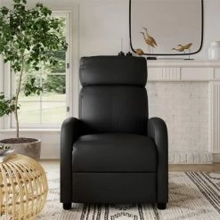 New ❤️ Sofy Pushback Recliner Faux Leather - Room & Joy Camel ⌛