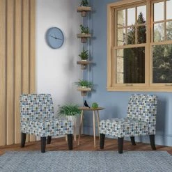 Best deal 🛒 Set of 2 Rousse Upholstered Armless Chairs - Handy Living Blue Starlight 😍