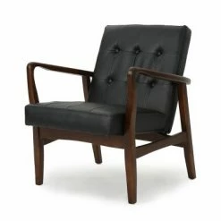 New ❤️ Callahan Mid Century Club Chair - Christopher Knight Home Black 🔥 -Living Room Chairs Sales unnamed file 350