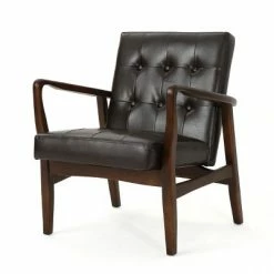 New ❤️ Callahan Mid Century Club Chair - Christopher Knight Home Black 🔥 -Living Room Chairs Sales unnamed file 351