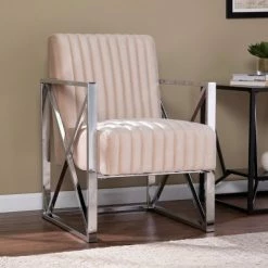 Best reviews of 🌟 Echidna Velveteen Accent Chair Champagne/Chrome - Aiden Lane ✔️ -Living Room Chairs Sales unnamed file 3580