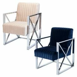 Best reviews of 🌟 Echidna Velveteen Accent Chair Champagne/Chrome - Aiden Lane ✔️ -Living Room Chairs Sales unnamed file 3586