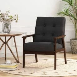 Outlet 🤩 Duluth Mid-Century Armchair Black - Christopher Knight Home 👏